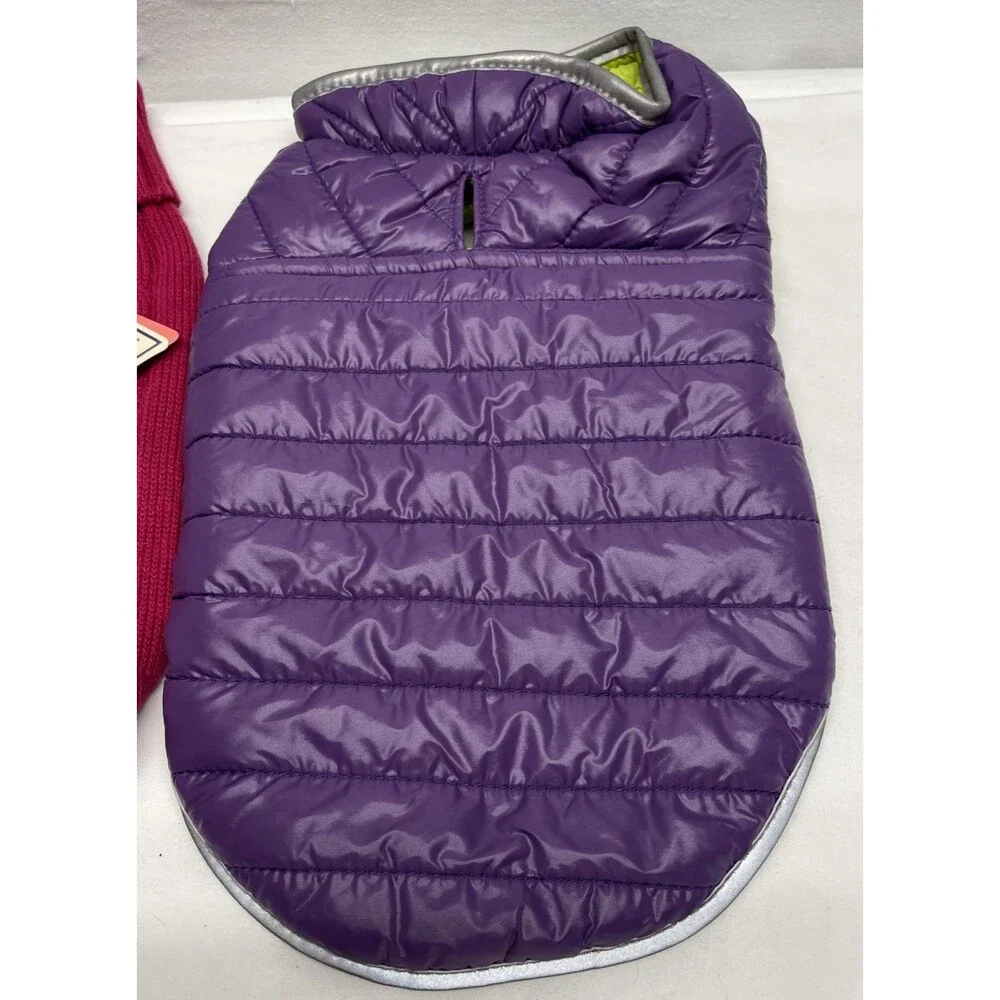 Set of 2 Dog Vest Jacket Winter Warm Clothes Padded Puppy Coat Small Sweater NEW